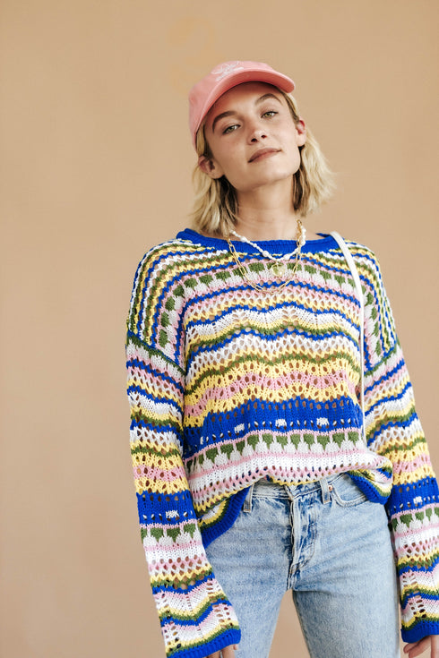 Different Strokes Knit Sweater // Cobalt